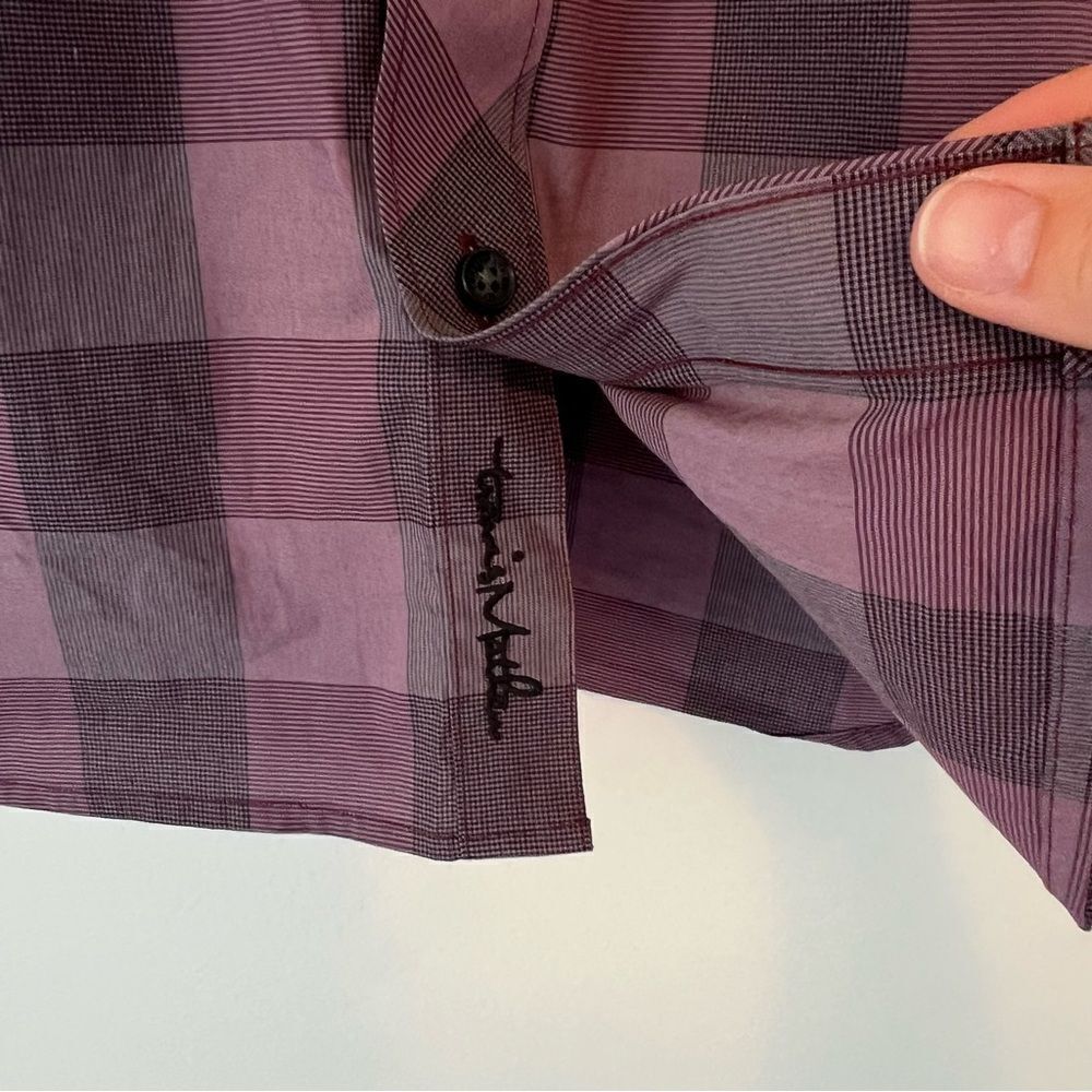 Travis‎ Mathew Mens Short Sleeve Button Up Shirt Purple Check Print Size XL - Picture 5 of 8